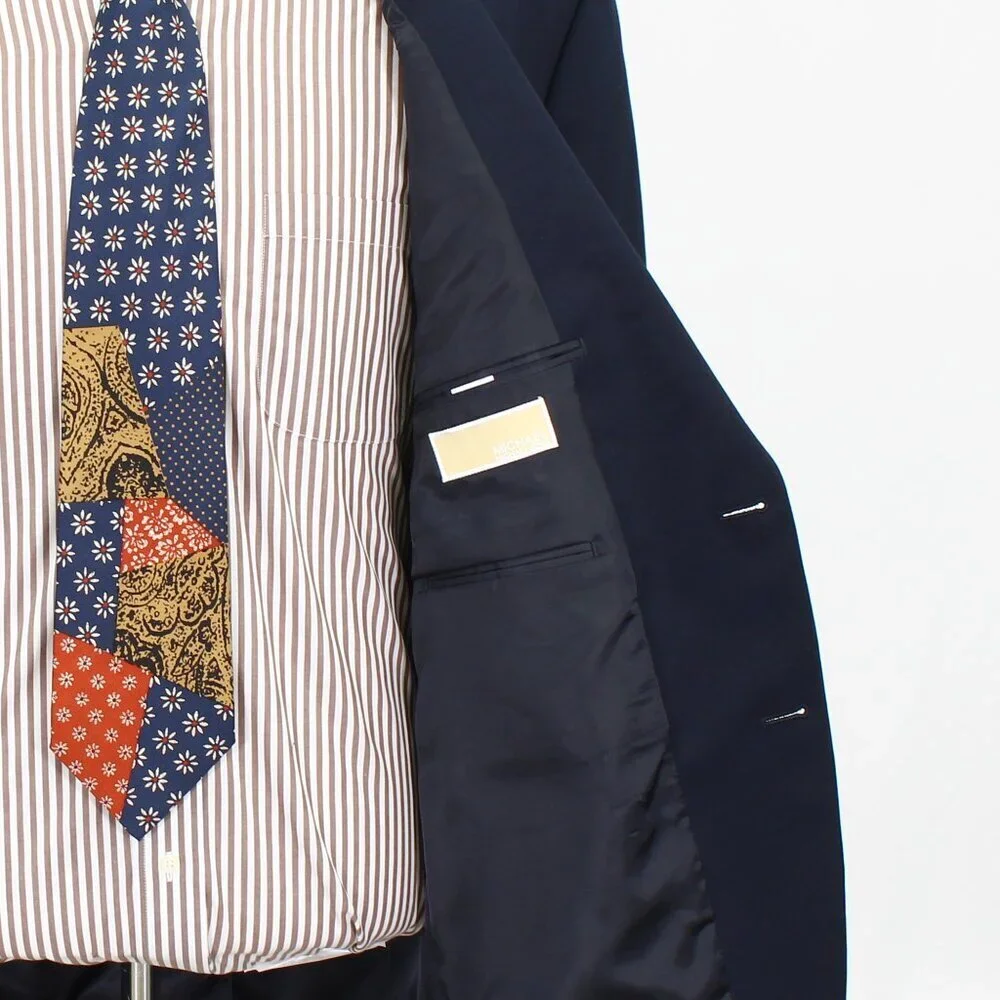 Michael Kors 46R Navy Solid 2-Button Sport Coat Blazer Jacket P436